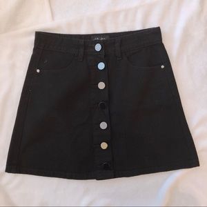 Black Denim Button Up Mini Skirt